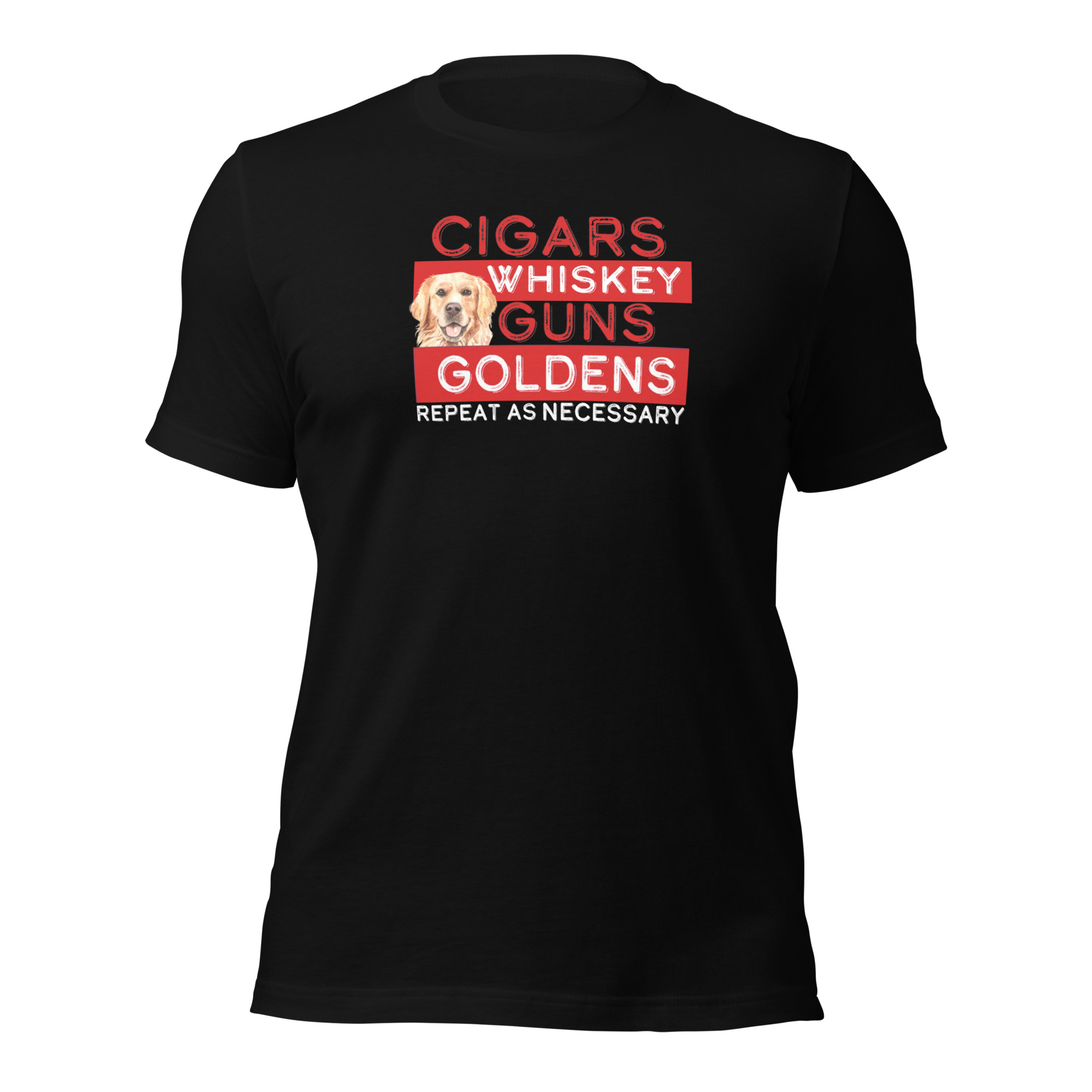 Cigars, Whiskey, Guns, & Goldens t-shirt