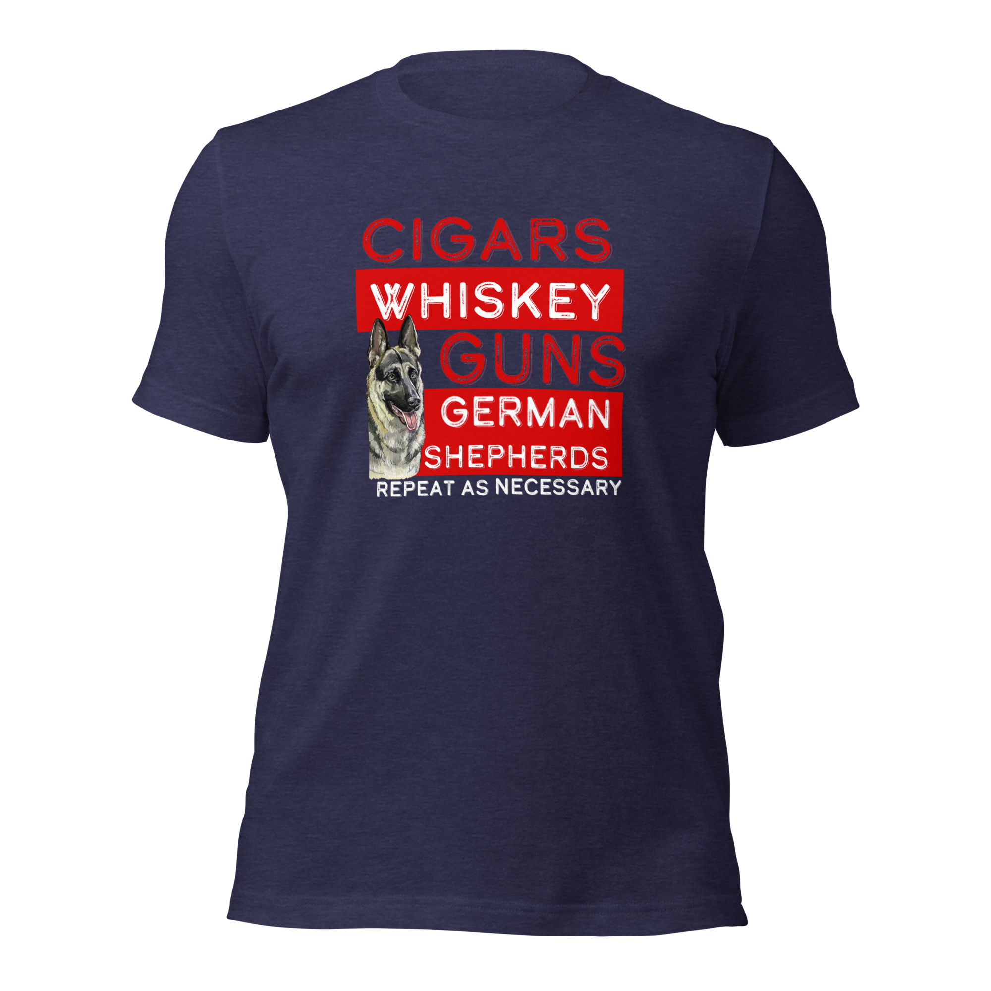 Cigars, Whiskey, Guns, & German Shepherds Unisex t-shirt - Image 4